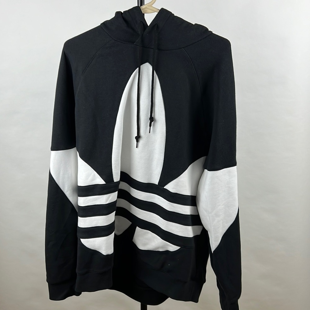 Adidas Men’s size XL three stripe black hoodie Sweatshirt
